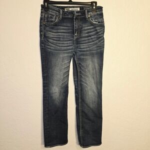 BKE Denim Hudson Straight Leg Jeans Kids Size 10 Blue Wash Adjustable waist